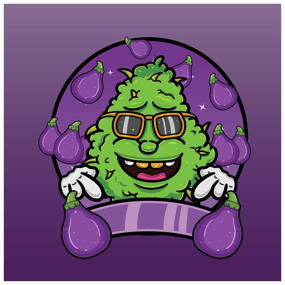 Cartoon Herbal Leaf With fig fruit Flavor. Design For Logo, Label and Packaging Product. vector