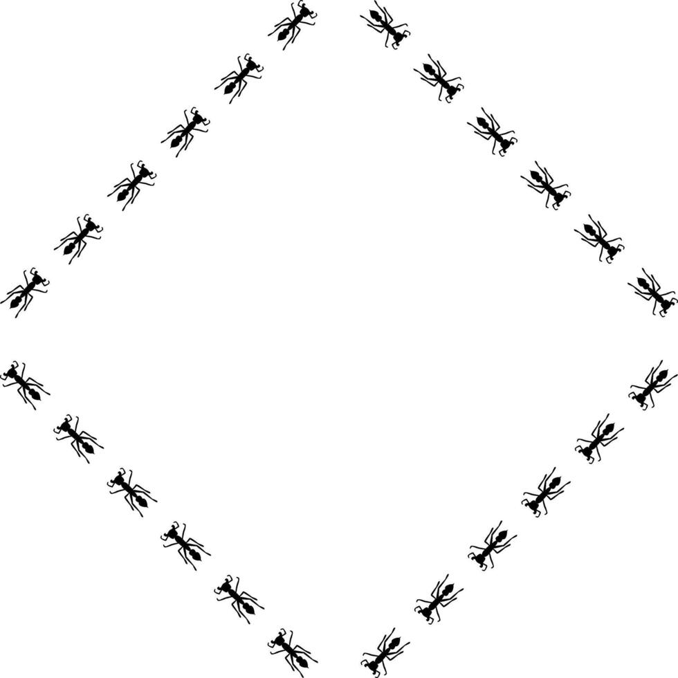Ant rhomb trail illustration. Insect path Stock illustration isolated on white background in flat simple style. vector