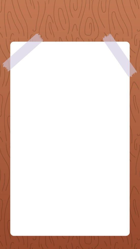 Cartoon story template with wooden texture background. Hand-drawn elements with space for text. vector