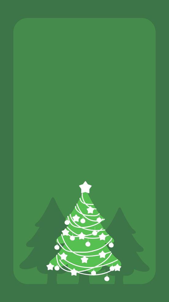 Green Christmas tree storis template. Simple frame festive frame in flat style. vector