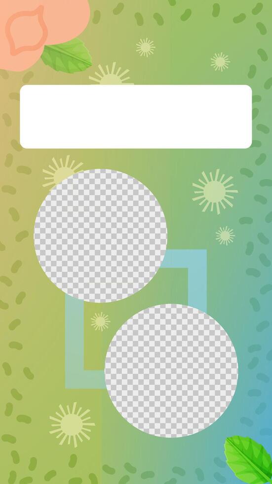 Green gradient story template. Hand-drawn elements with space for text. Stock illustration in cartoon style. vector