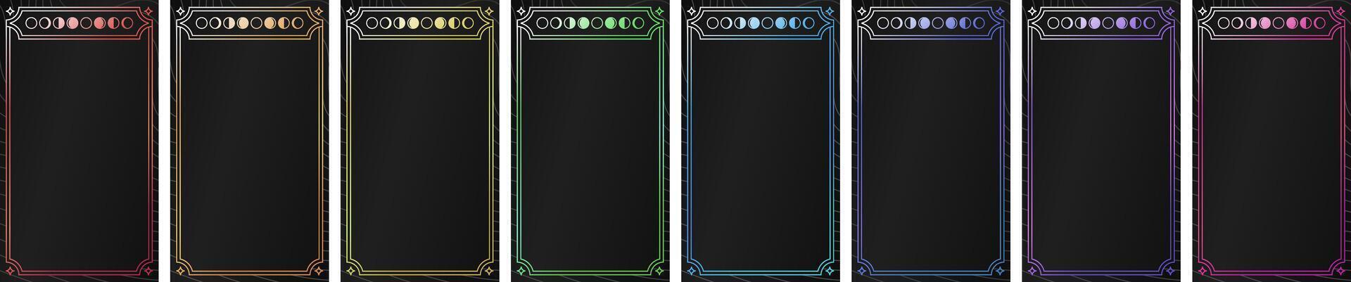Set of magical tarot cards. Mystical occult illustrations, bohemian spiritual astrology templates, witch illustration collection. Prediction of the future. vector