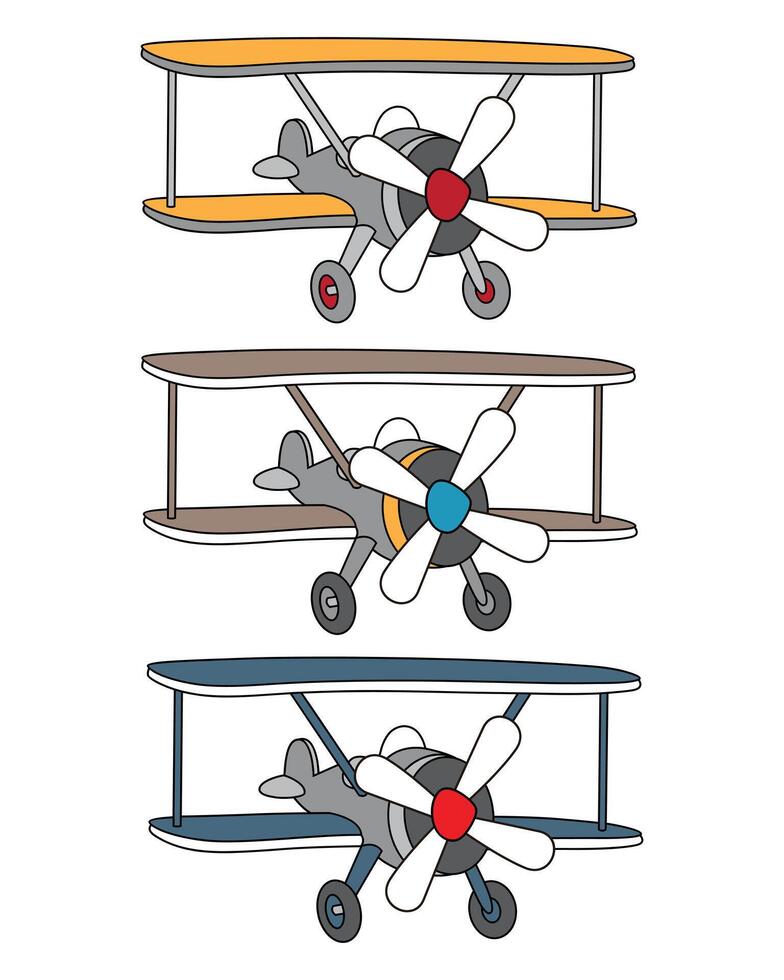 collection of vintage aircraft illustrations vector