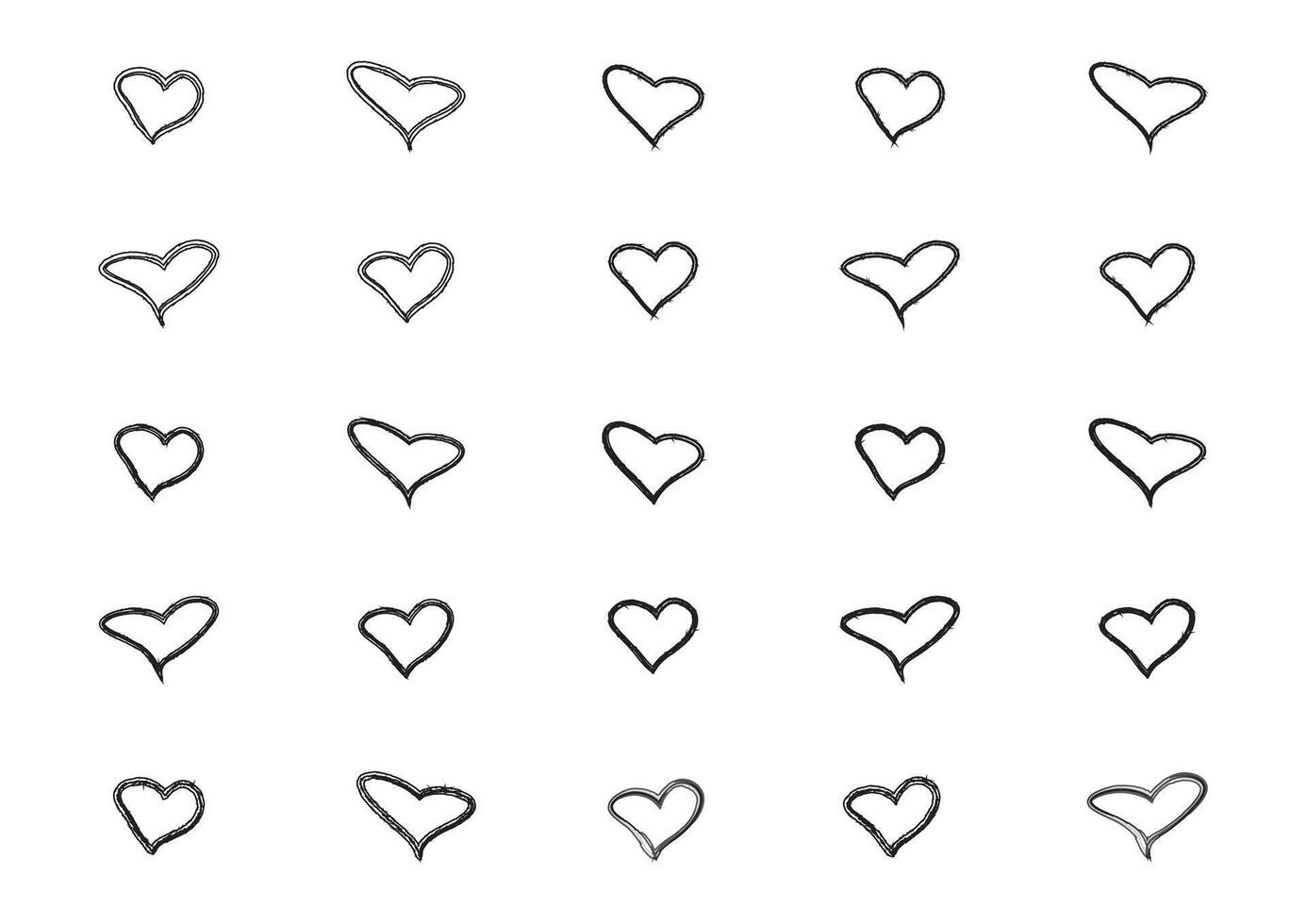 Expressive Black Hearts in Sketchy Style For Christmas, Diwali, Valentine's, Eid, and Other Festivals vector