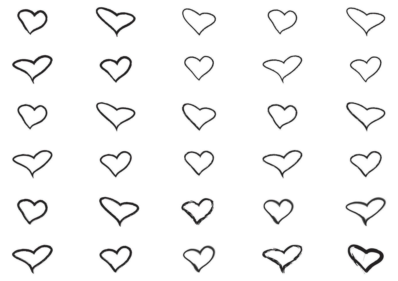 Minimalist Black Hearts with Rough Sketch Style For Christmas, Diwali, Valentine's, Eid, and Other Festivals vector