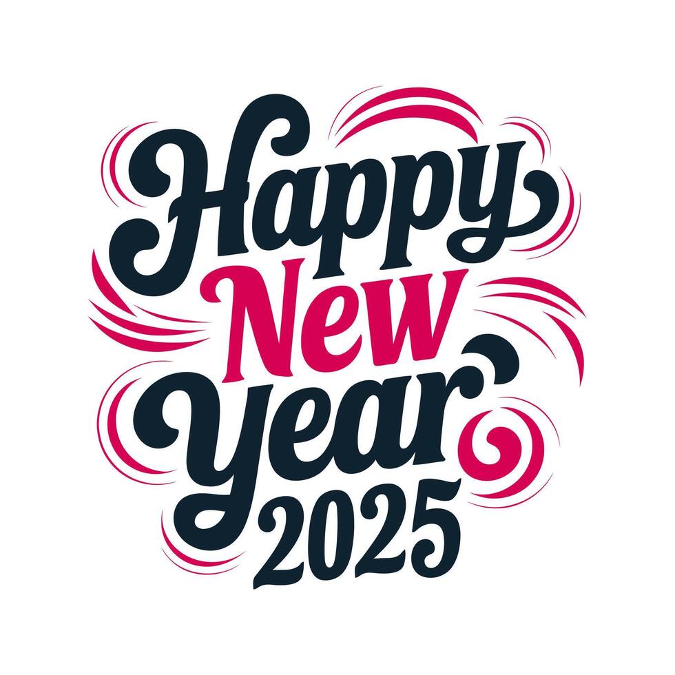 2025 New Year Typography Text vector