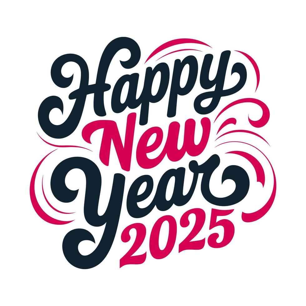 2025 New Year Typography Text. New Year Typography Logo Design vector