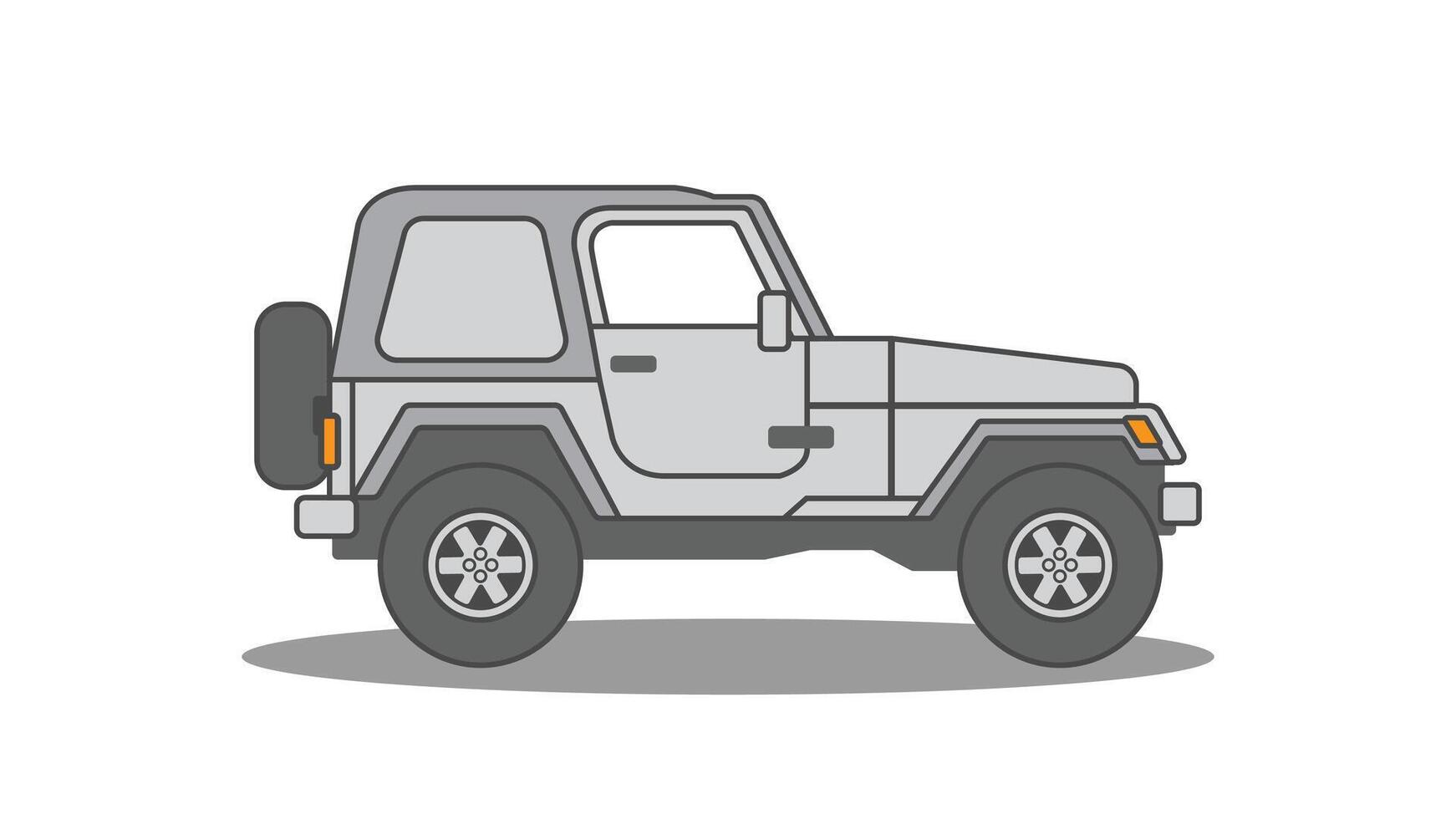 Gray Jeep SUV Car Graphics. Flat Design Offroad Illustration vector