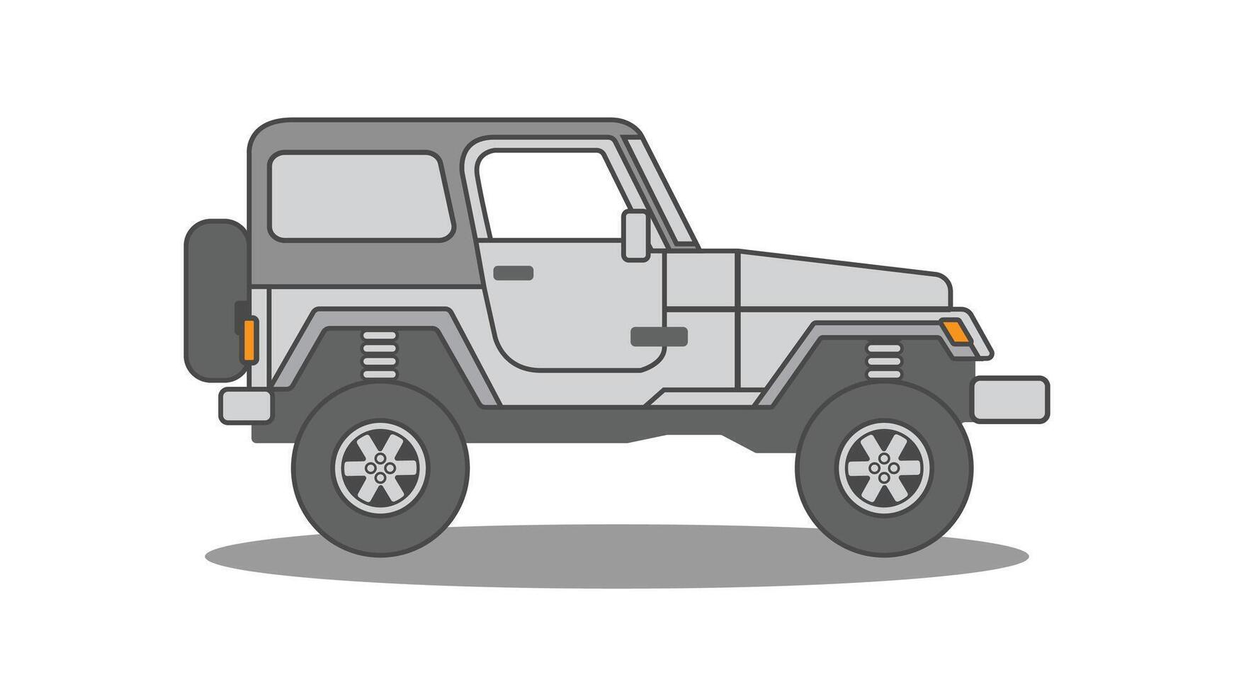 Gray Big Jeep SUV Car Graphics. Flat Design Offroad Illustration vector