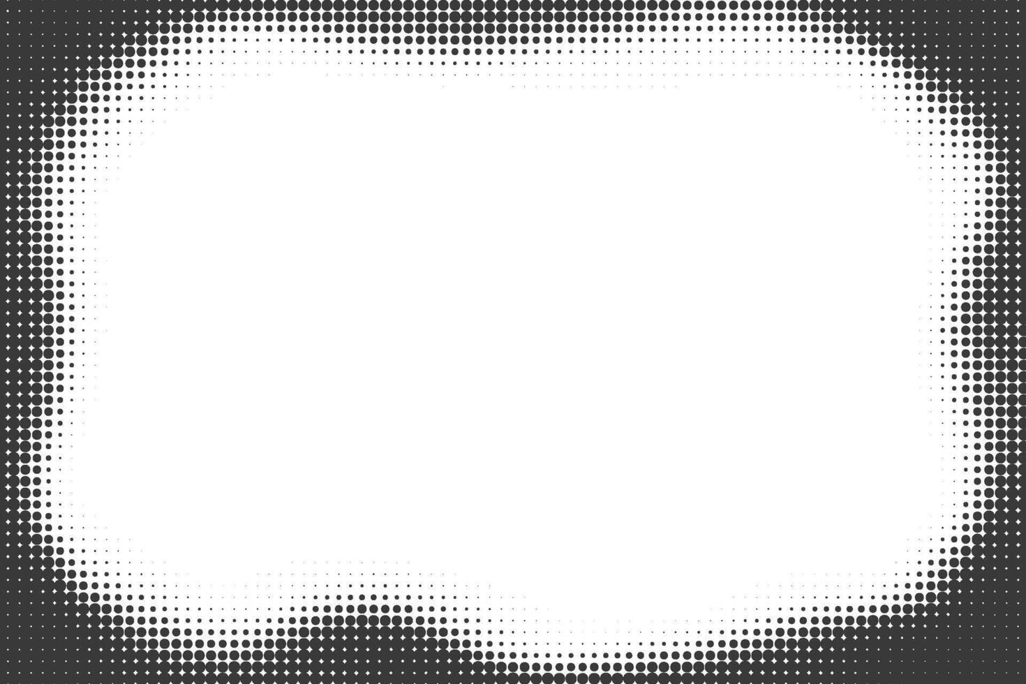 Halftone pattern dotted background. Abstract gradient border for poster and banner. Retro splattered template. Trendy horizontal monochrome comic book backdrop vector