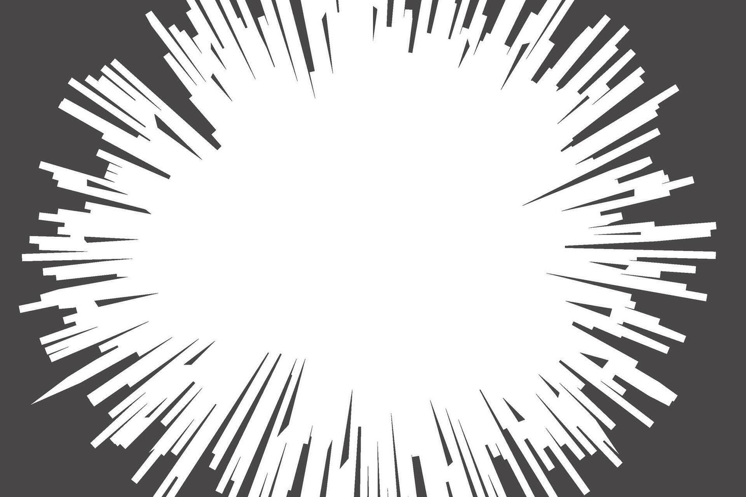 Manga speed lines effect. Anime comic radial burst background. Light rays power splash. Black stripes abstract perspective template. vector