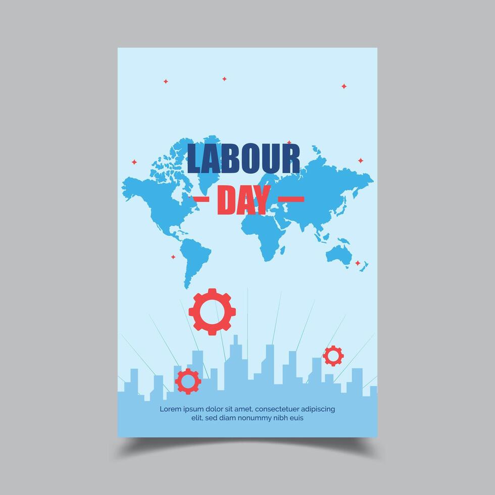 Labour Day Vertical Poster Template with Illustration vector