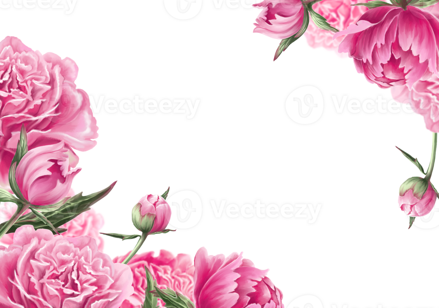 Corners with blooming garden Flowers for Cards and Banners png