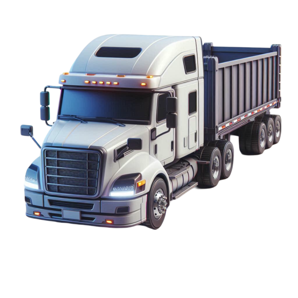 Stationary Large Dump Truck with Gray Cab and Black Bed png