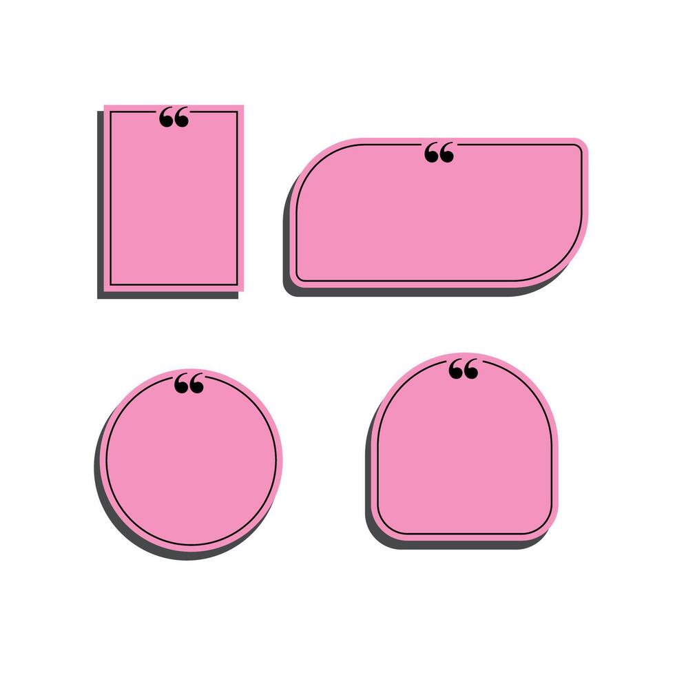 set of pink creative quote box illustration design. vector