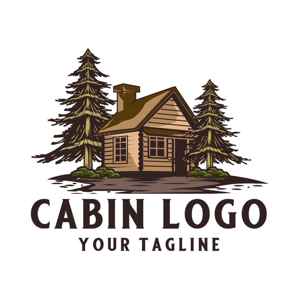 classic cabin logo. wooden house, lodging and recreation vector
