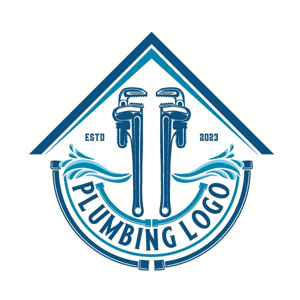 pipe services logo. two wrench icon, for plumbing repair vector