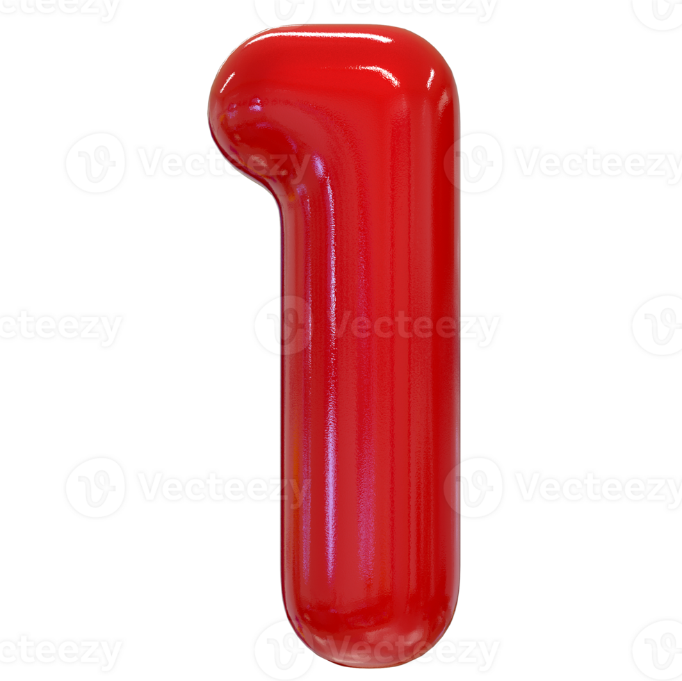 Red Number 1 png