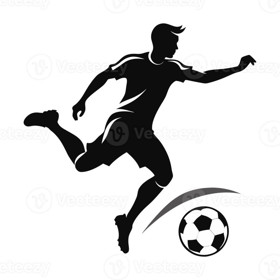 soccer player silhouette. player shooting png