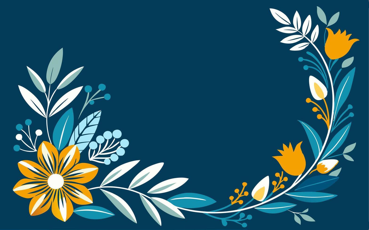 Floral frame on blue background vector