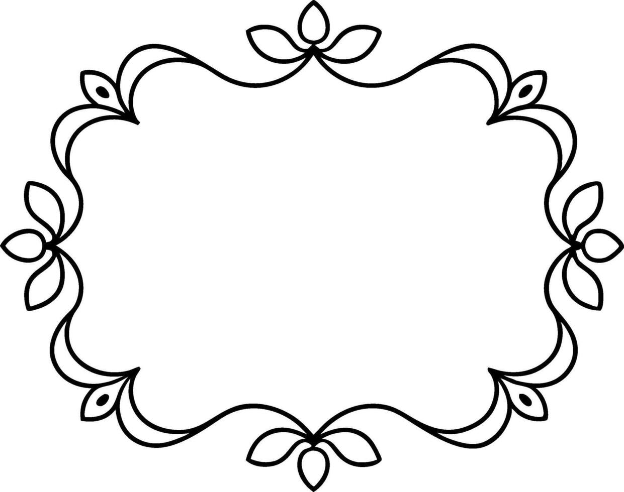 A black and white drawing of a frame with flowers vector