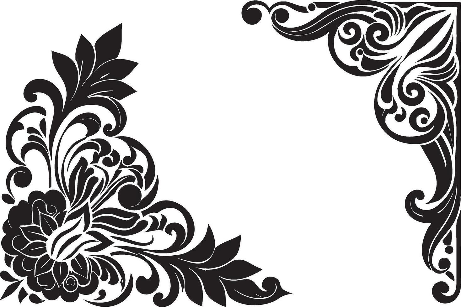 A black and white floral design vector