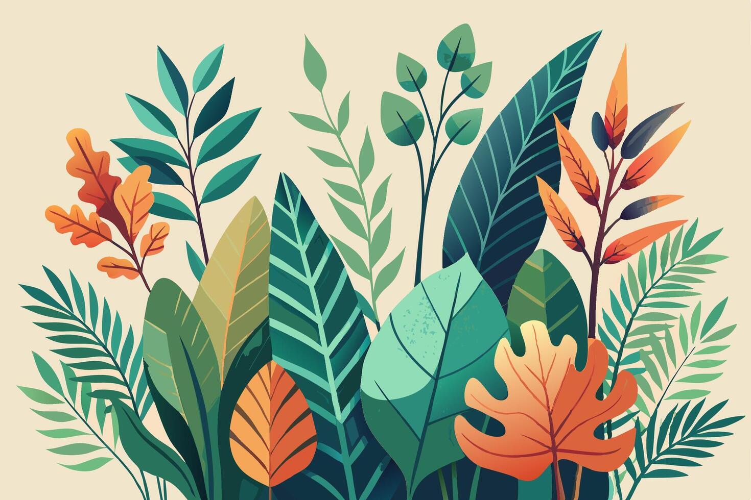 illustration of colorful tropical plants vector