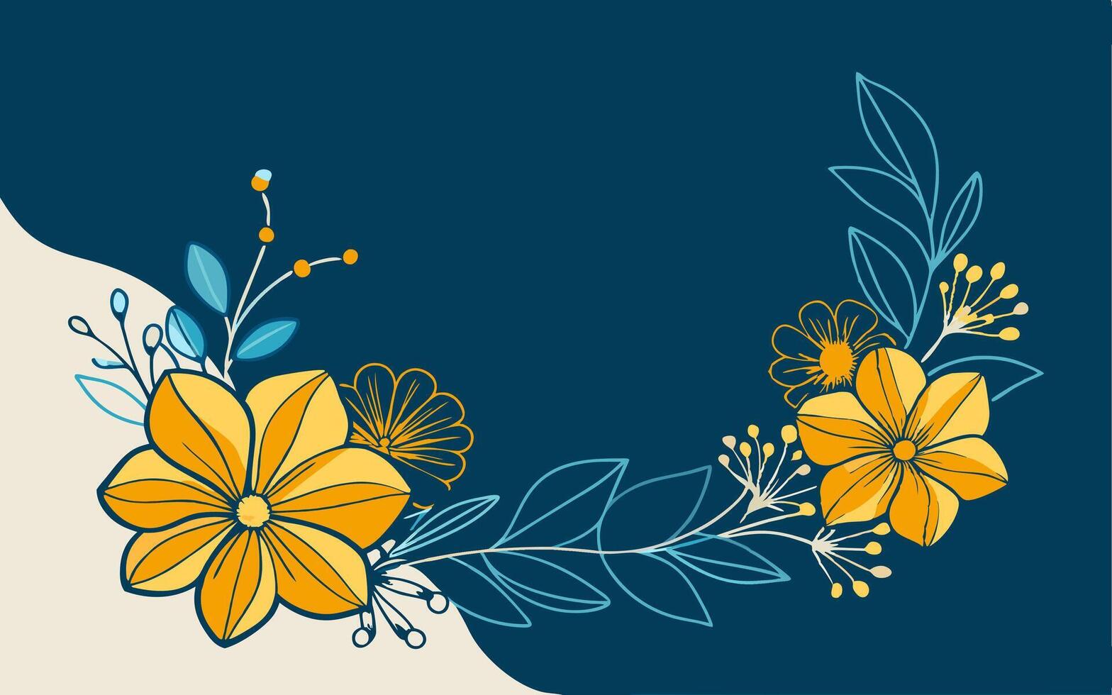 Flowers on blue background with yellow flowers vector