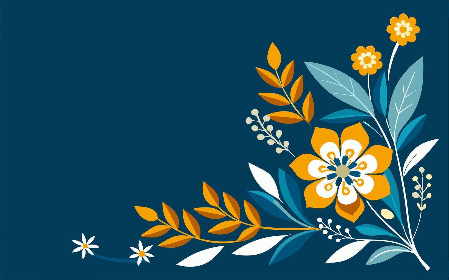 Floral background with blue and yellow flowers vector