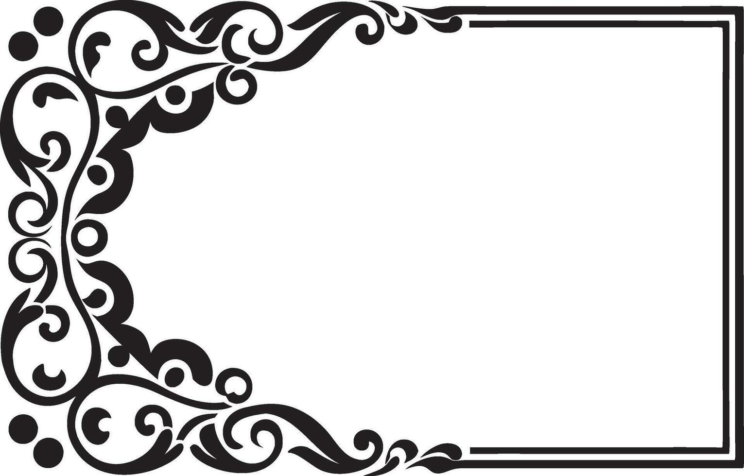 A black and white square frame with swirls vector