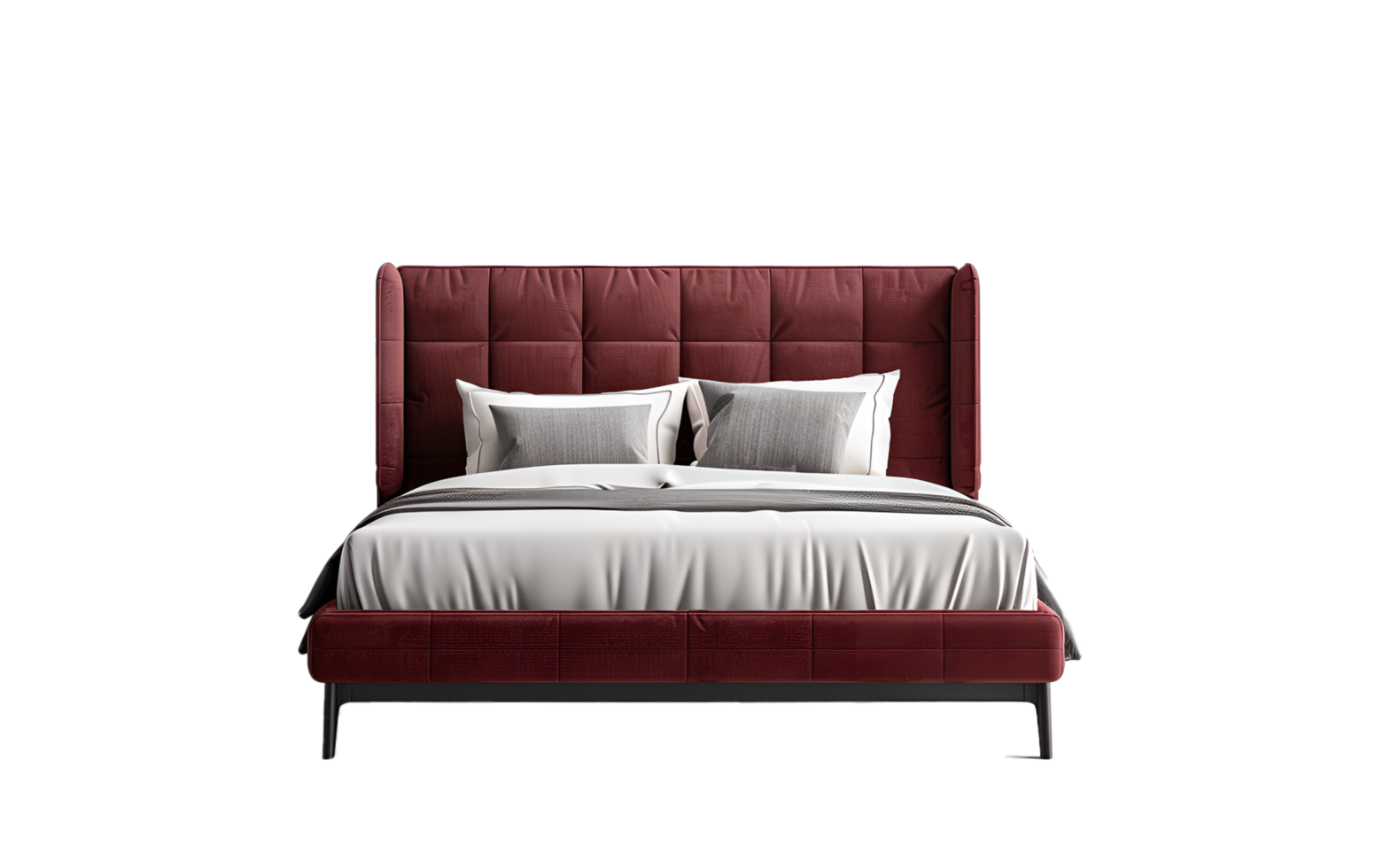 A red comfortable bed isolated on transparent background png