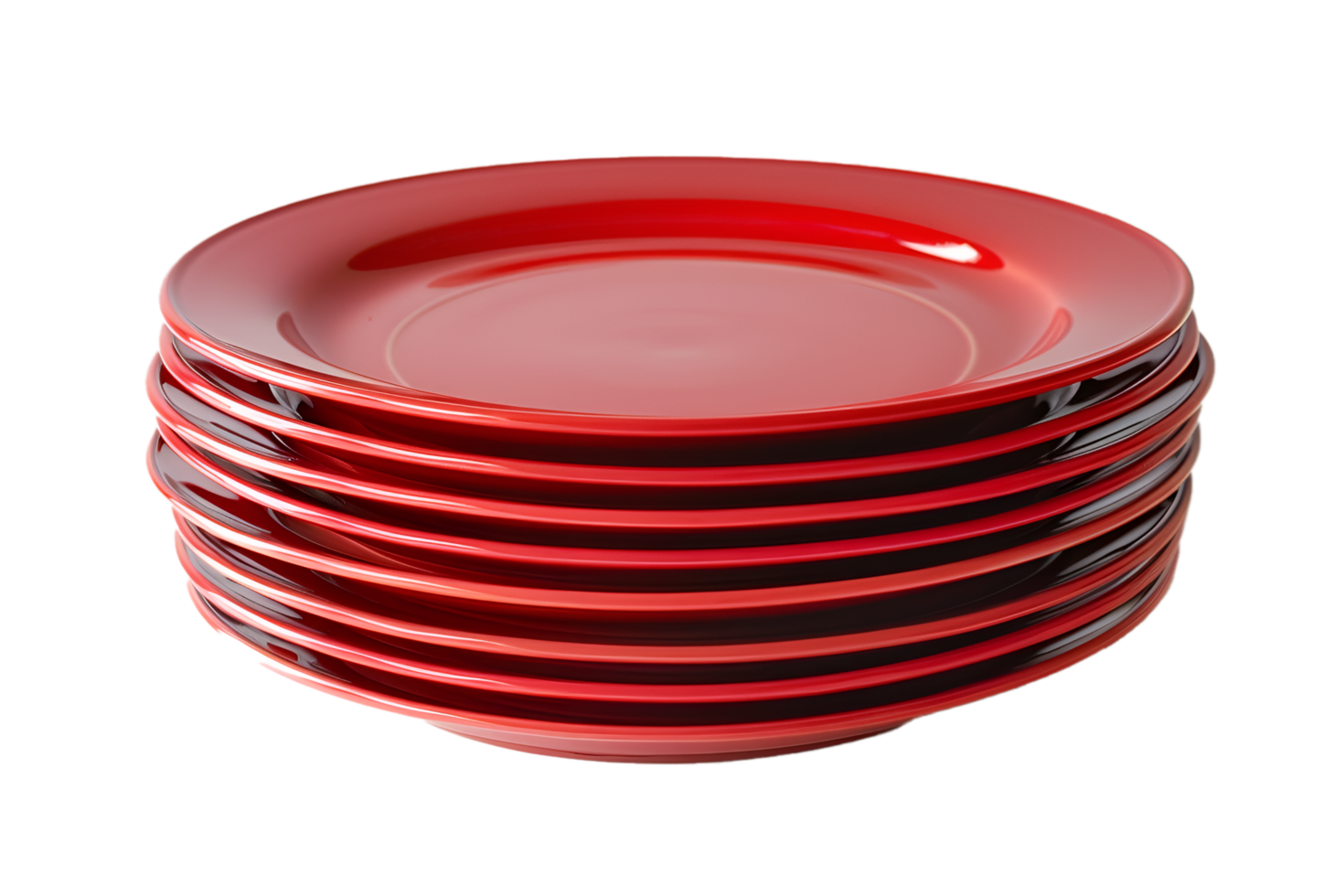 Stack of Red Plates on Transparent Background png