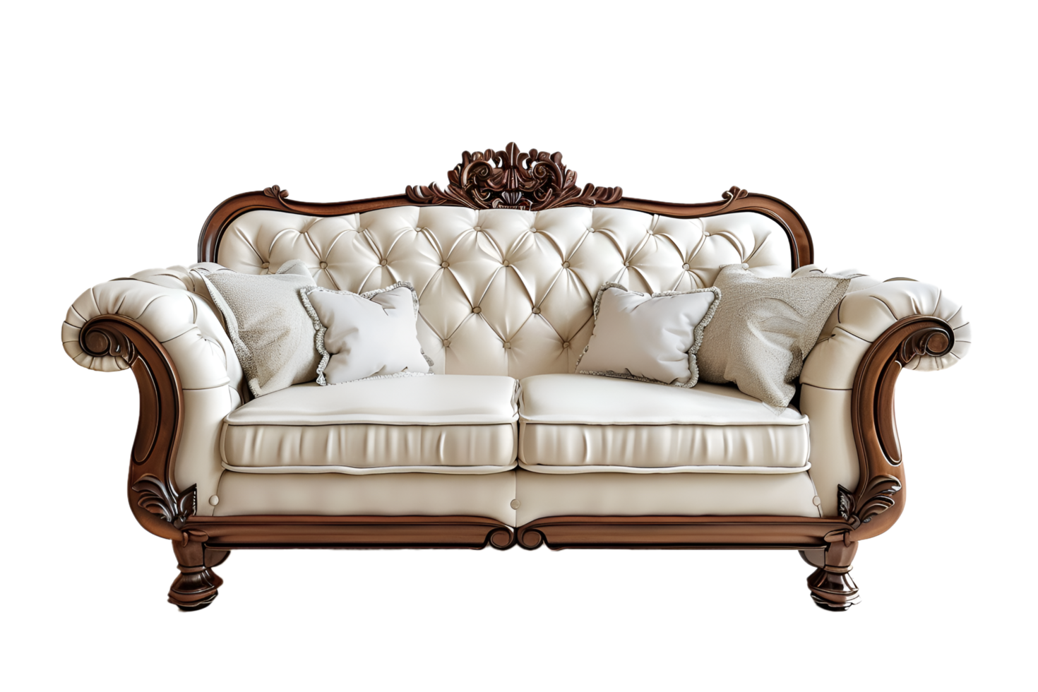 Luxury white sofa isolated on transparent background png
