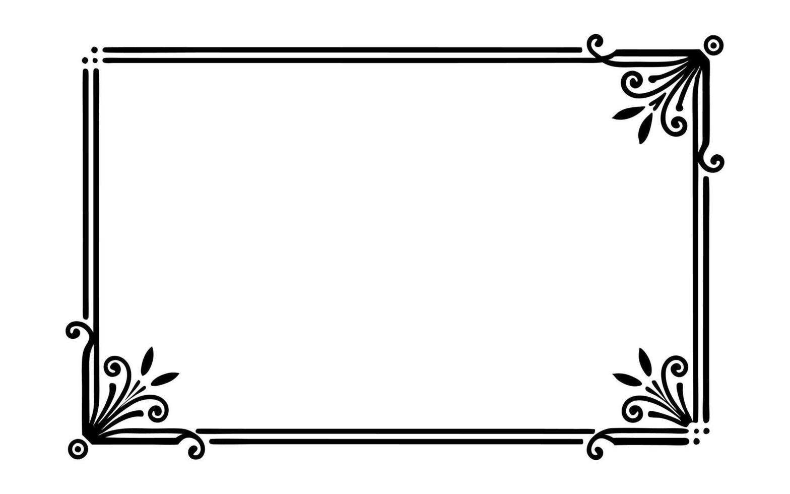 A black and white square frame with a scroll design vector