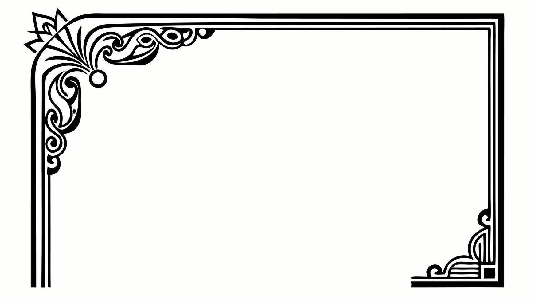 A black and white square frame with ornamental design vector