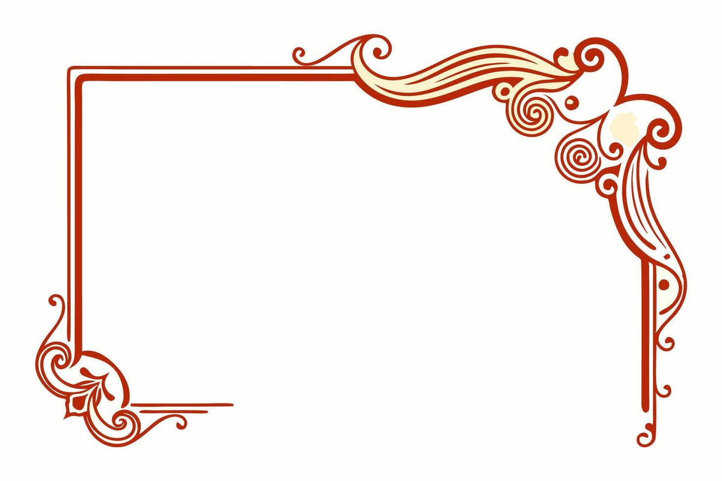 a red frame with swirls and swirls vector