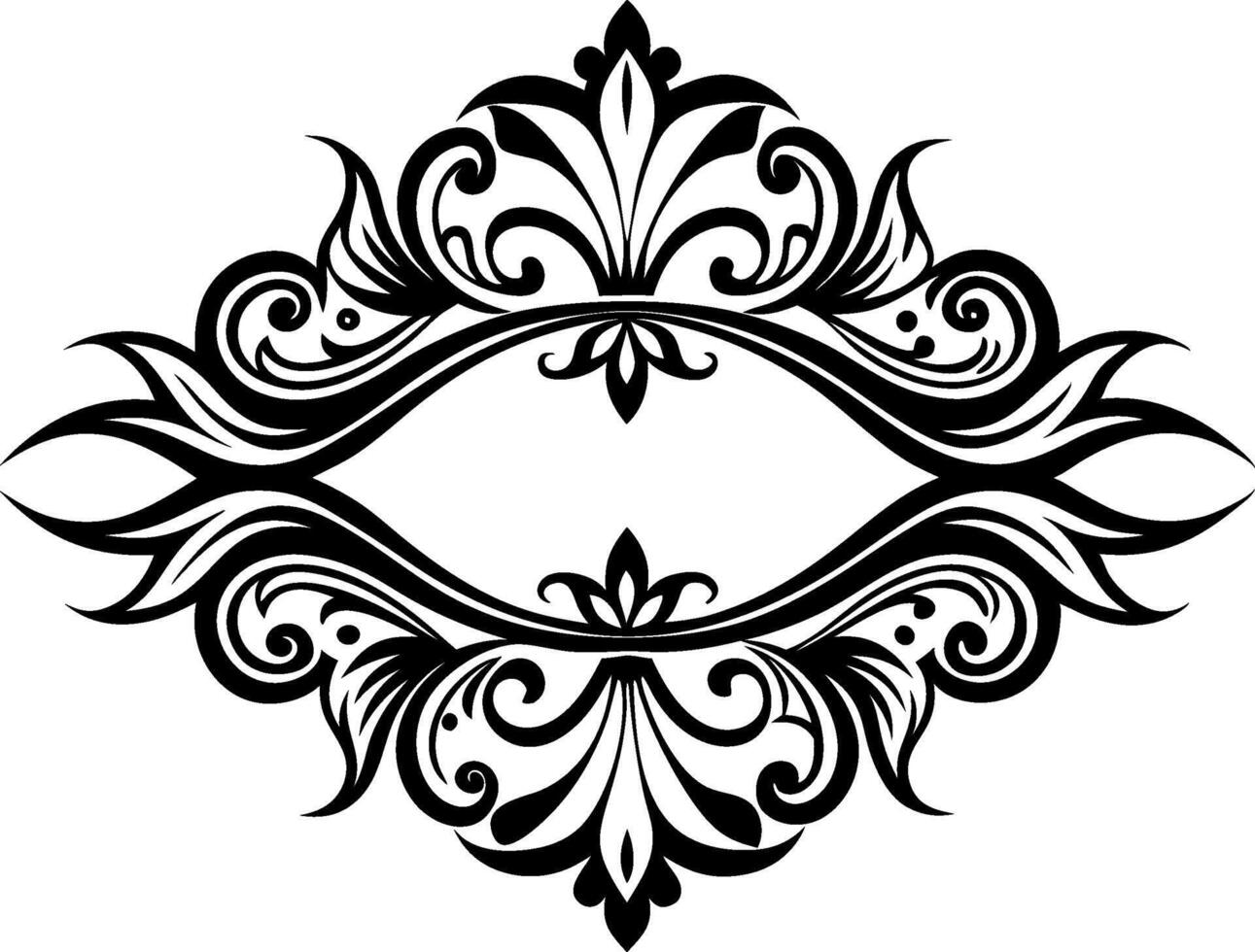 A black and white design with ornamental elements vector