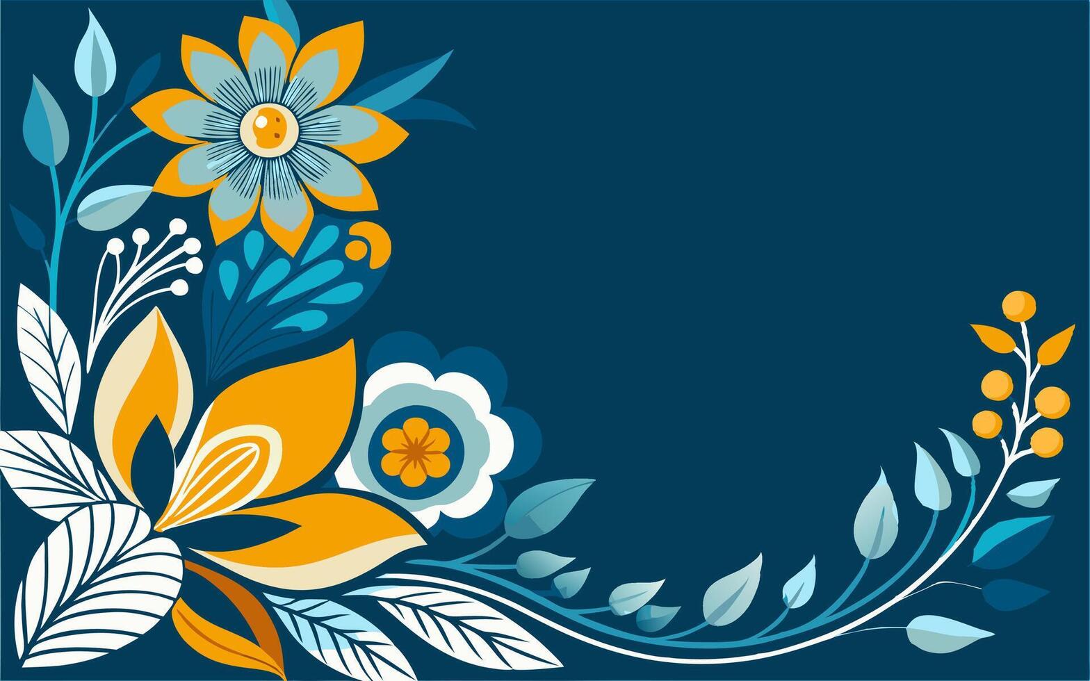 Floral background with blue and orange flowers vector