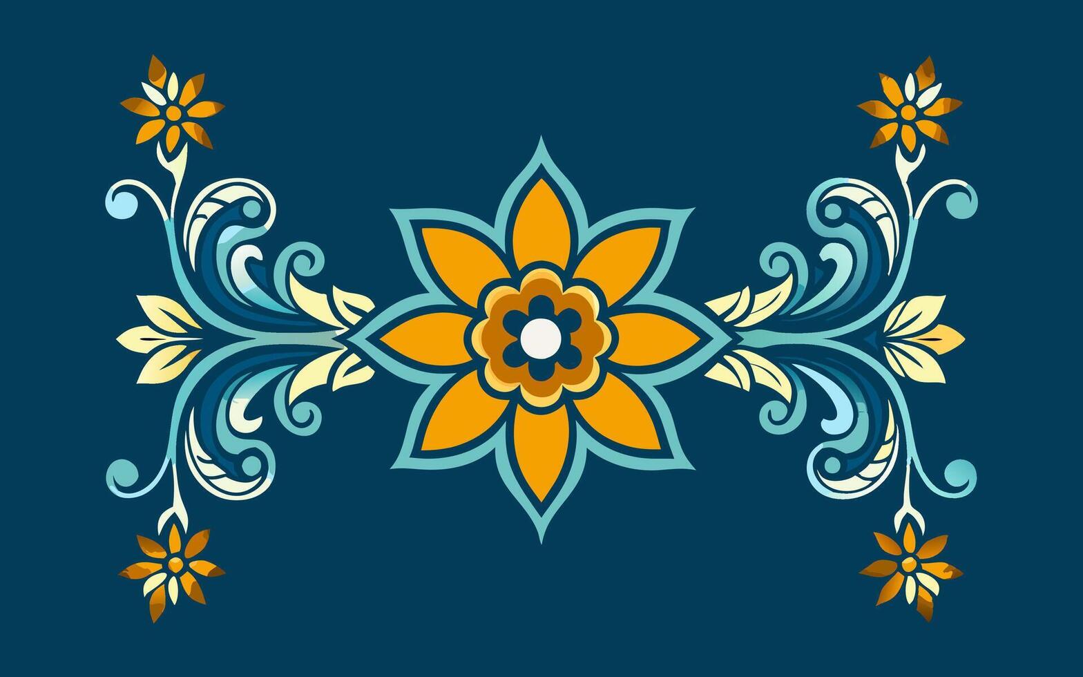 A blue background with an orange flower vector
