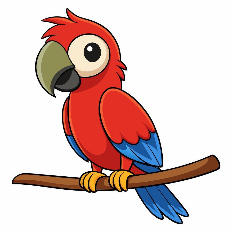 Cute Cartoon Parrot in a Lush Forest Scene vector