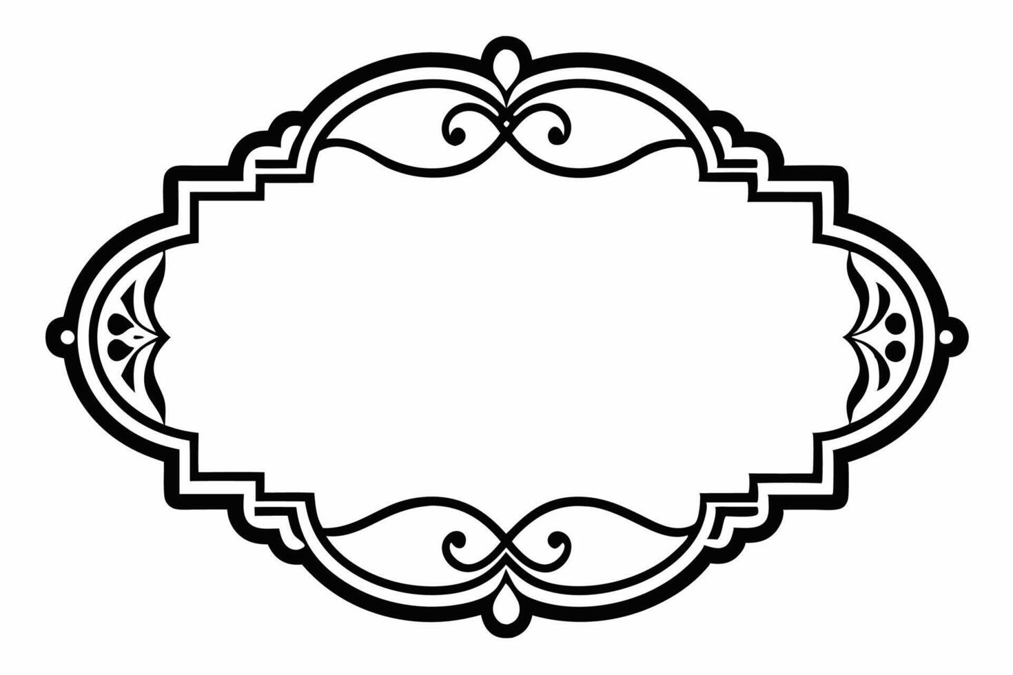 A black and white ornate frame with a white background vector