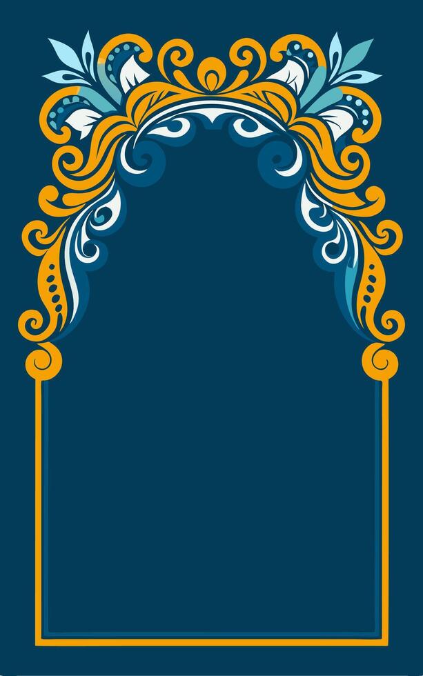 An ornate frame with a blue background vector