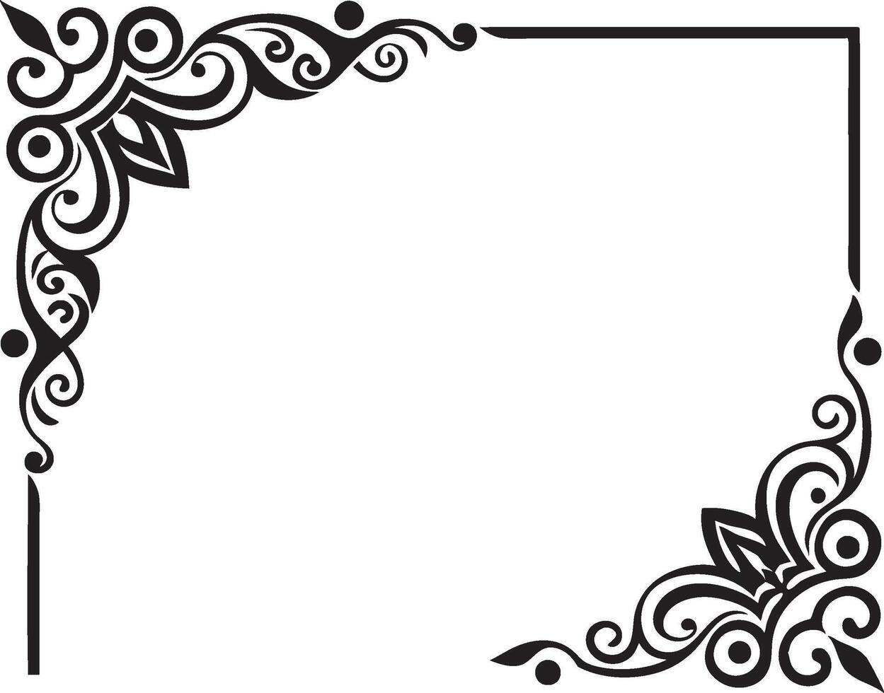 A black and white square frame with swirls vector