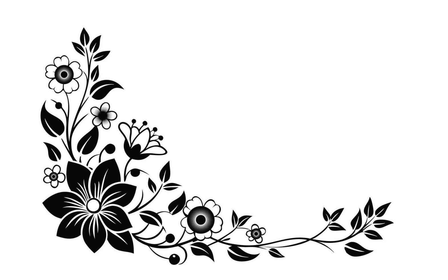 A black and white floral design on a white background vector