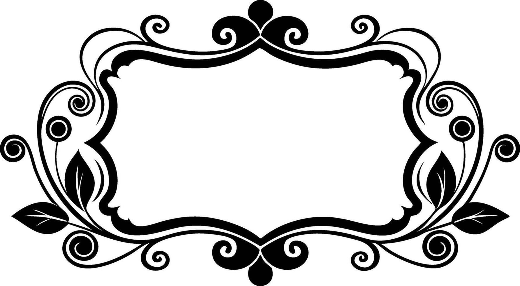 A black and white ornate frame with swirls vector