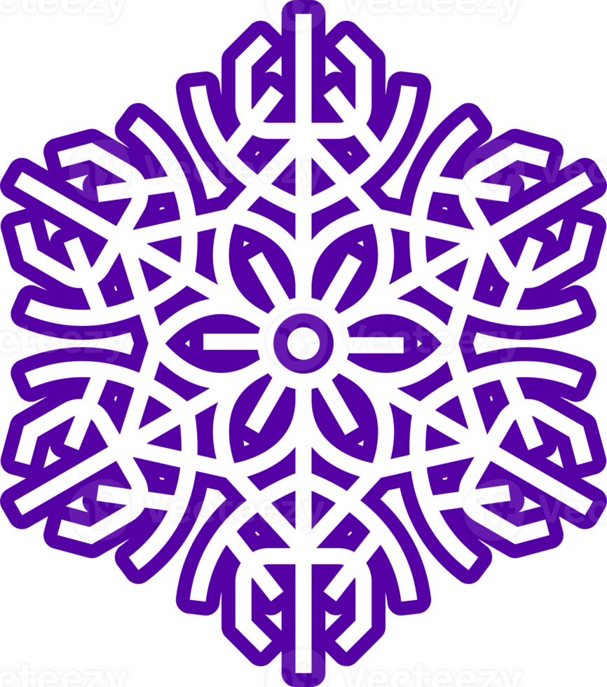Abstract dark purple snowflake decorative design element. png
