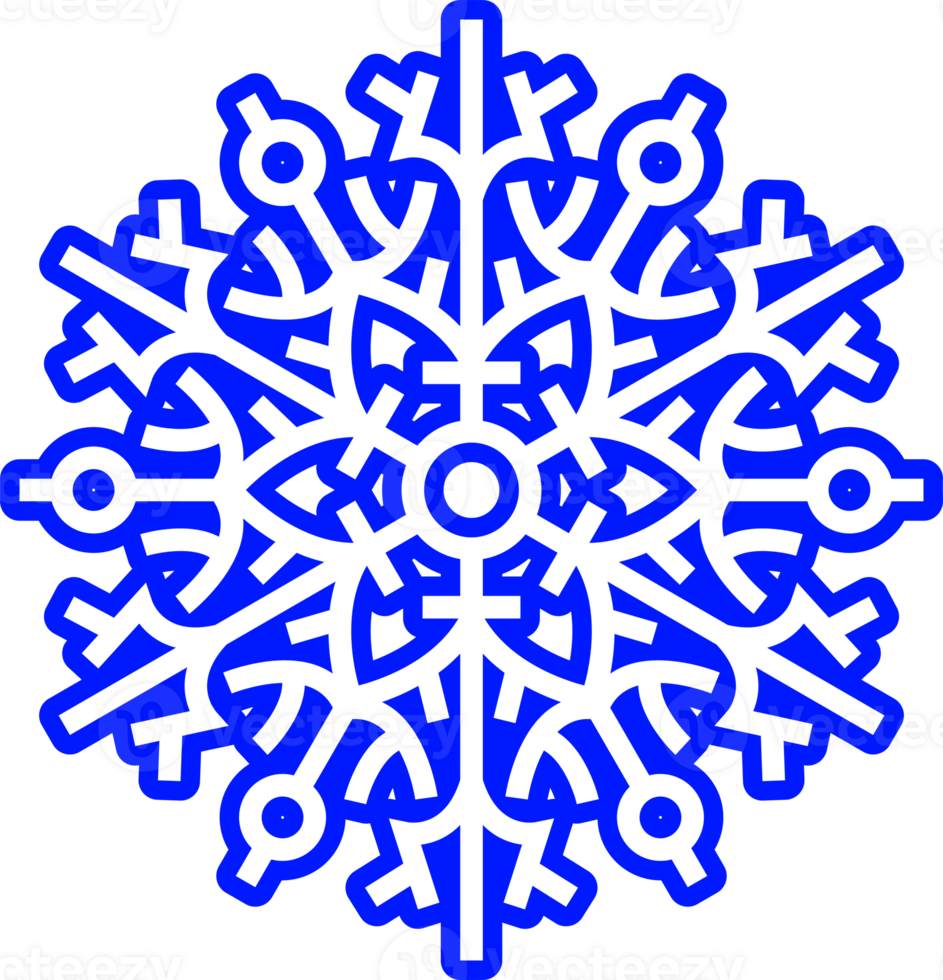 Abstract snowflake sky blue decorative design element. png