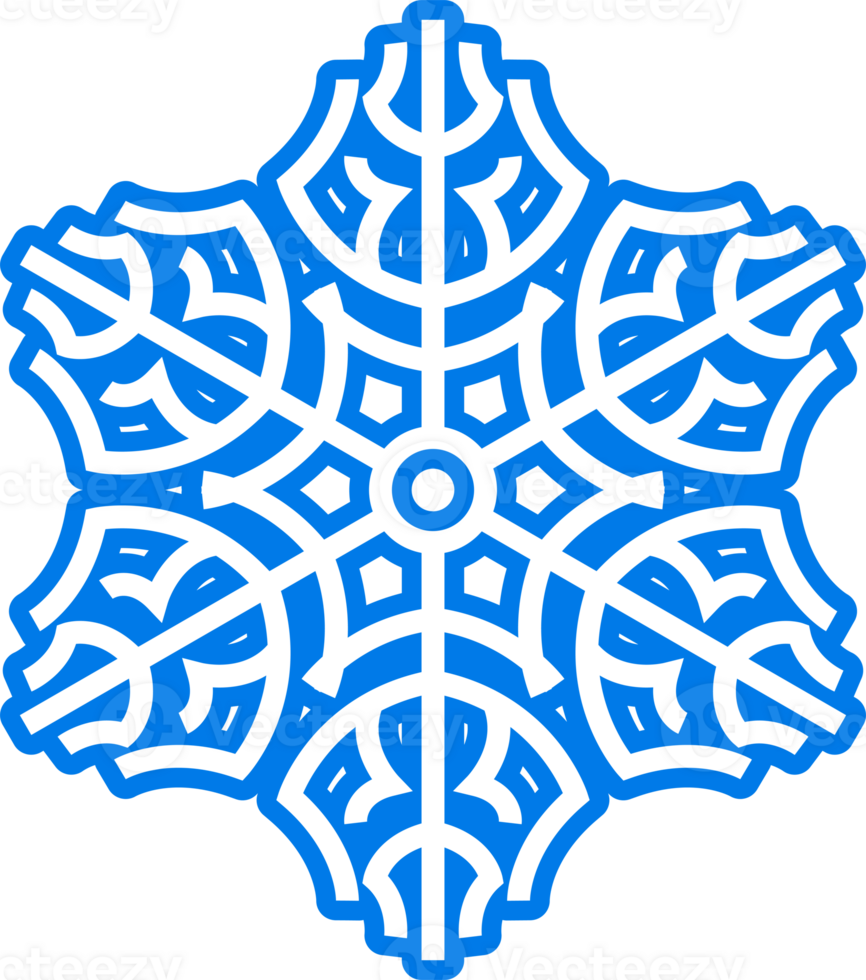 Abstract hexagonal snowflake decorative design element. png