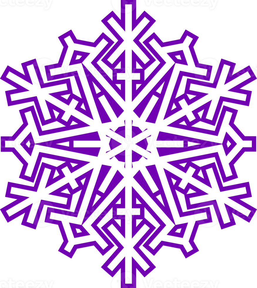 Abstract snowflake purple decorative design element. png