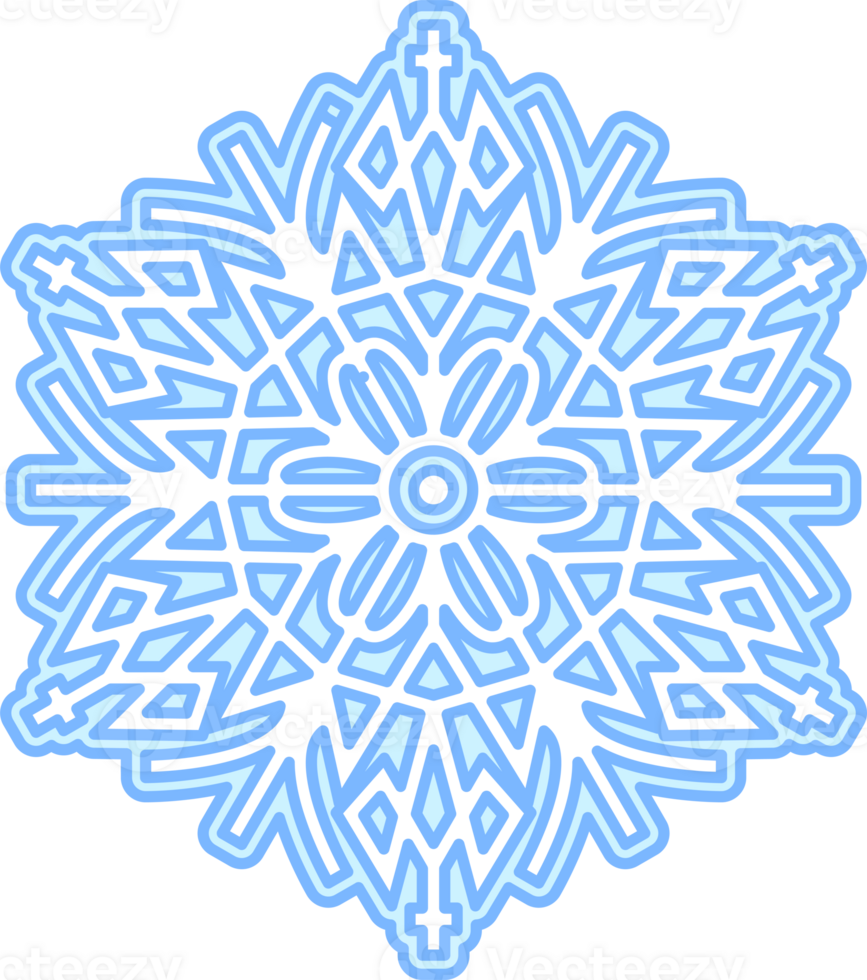 Abstract snowflake light blue decorative design element. png